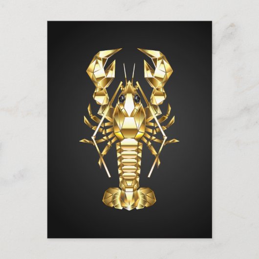 Carte Postale Poisson à langouste polygonale dorée sur noir (Devant)