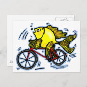 Carte Postale Poisson à vélo (Vélo) (Devant / Derrière)