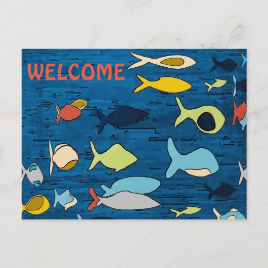 Carte Postale Poisson Abstrait, BIENVENUE, ajouter du texte (Devant)