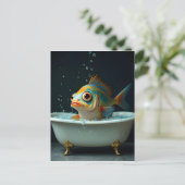Carte Postale Poisson amusant dans le bain (Debout devant)
