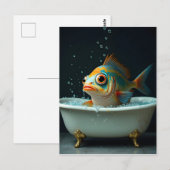 Carte Postale Poisson amusant dans le bain (Devant / Derrière)