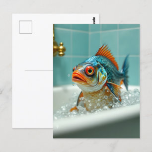 Carte Postale Poisson amusant dans le bain