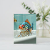 Carte Postale Poisson amusant dans le bain (Debout devant)