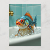 Carte Postale Poisson amusant dans le bain (Devant)