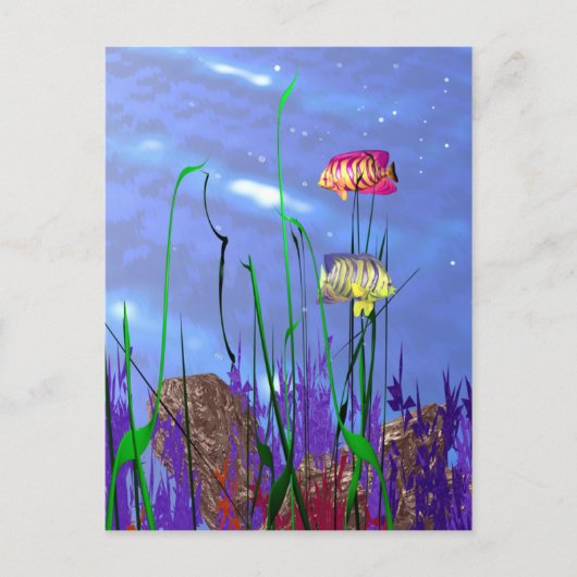 Carte Postale Poisson-ange 3d coloré (Devant)
