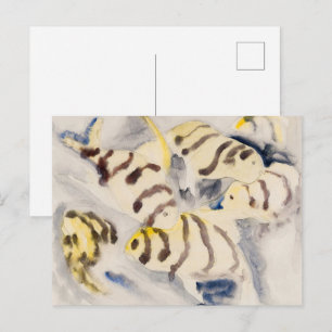 Carte Postale Poisson-ange jaune minimaliste aquarelle vintage