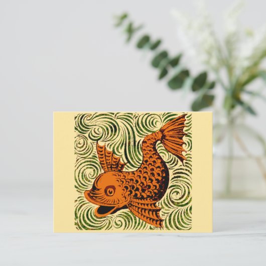 Carte Postale Poisson Antique Carrelage Ancien art (Debout devant)