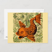 Carte Postale Poisson Antique Carrelage Ancien art (Devant / Derrière)
