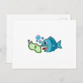 Carte Postale Poisson avec billet de banque (Devant / Derrière)