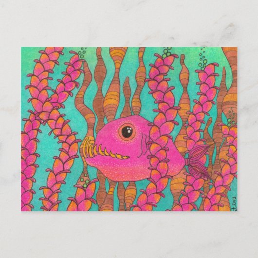 Carte Postale Poisson avec de grandes dents ! (Devant)