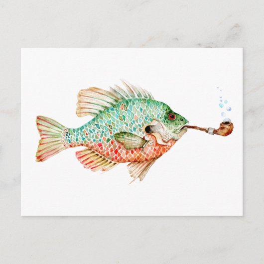 Carte Postale Poisson avec tuyau (Devant)