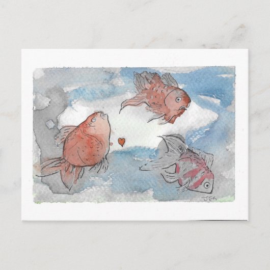 Carte Postale Poisson Avec Voeux (Devant)