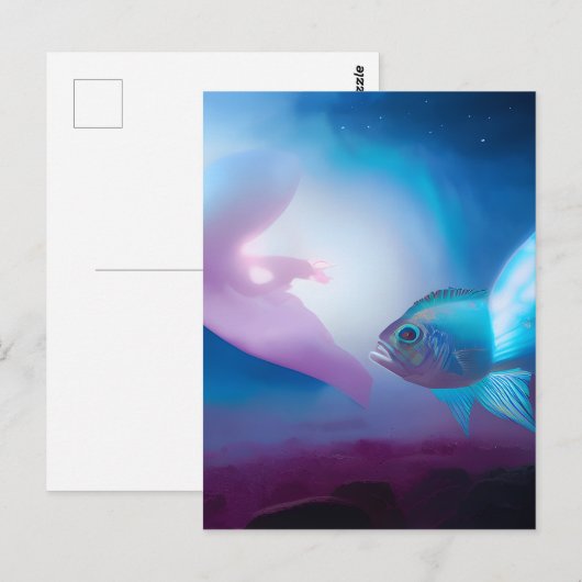 Carte Postale Poisson bleu (Devant / Derrière)