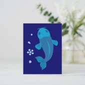 Carte Postale Poisson bleu Koi (Debout devant)
