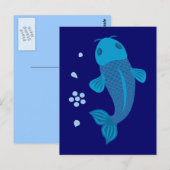 Carte Postale Poisson bleu Koi (Devant / Derrière)