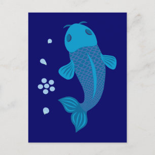 Carte Postale Poisson bleu Koi