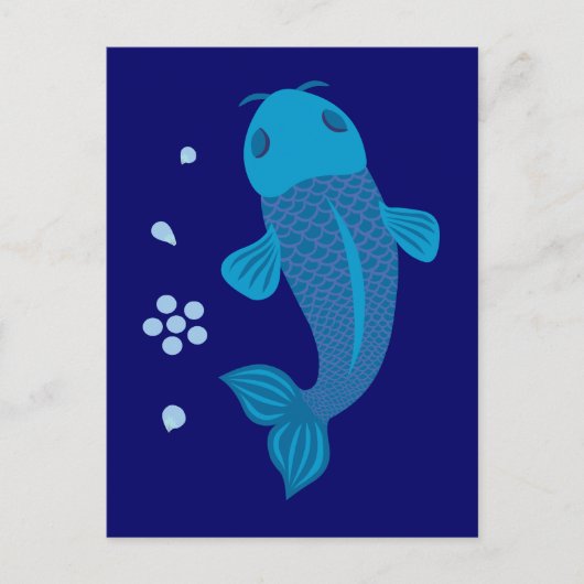 Carte Postale Poisson bleu Koi (Devant)