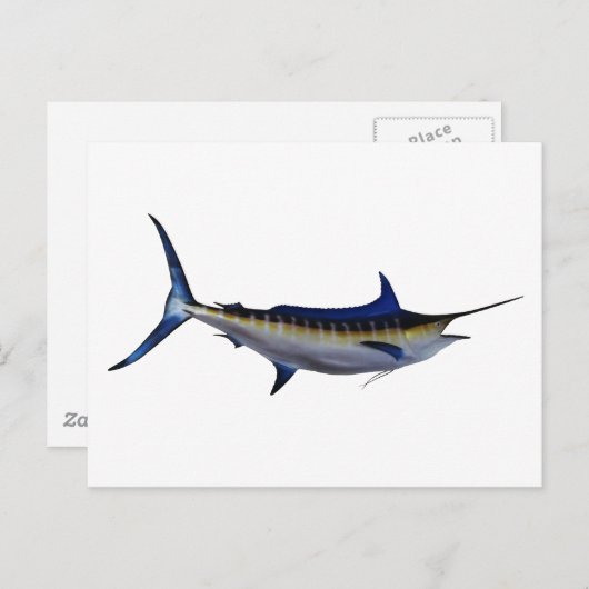 Carte Postale Poisson bleu Marlin (Devant / Derrière)