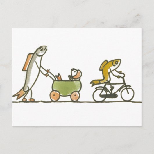 Carte Postale Poisson Buggy et Vélo (Devant)