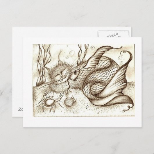 Carte Postale poisson-chat (Devant / Derrière)