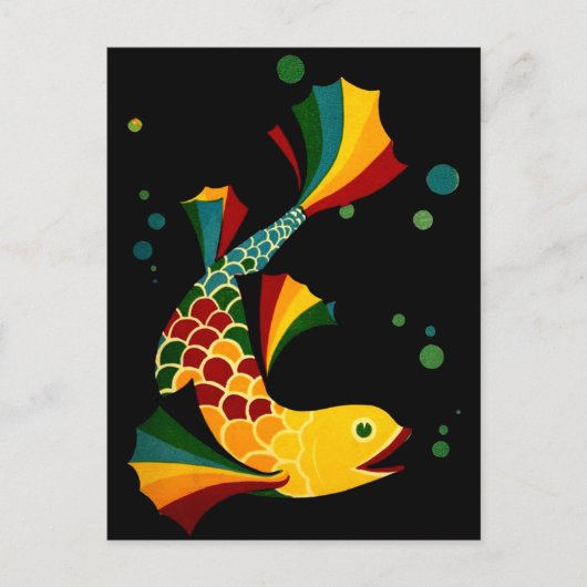 Carte Postale poisson coloré ‘n bulles (Devant)