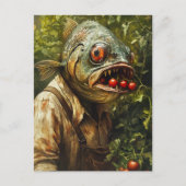 Carte Postale Poisson dans un jardin de tomates (Devant)