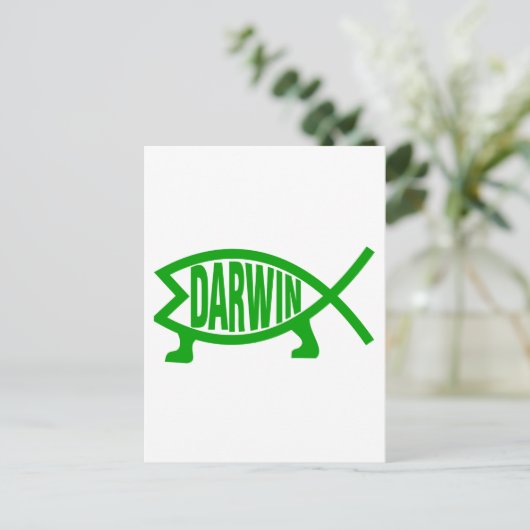 Carte Postale Poisson Darwin vert (Debout devant)