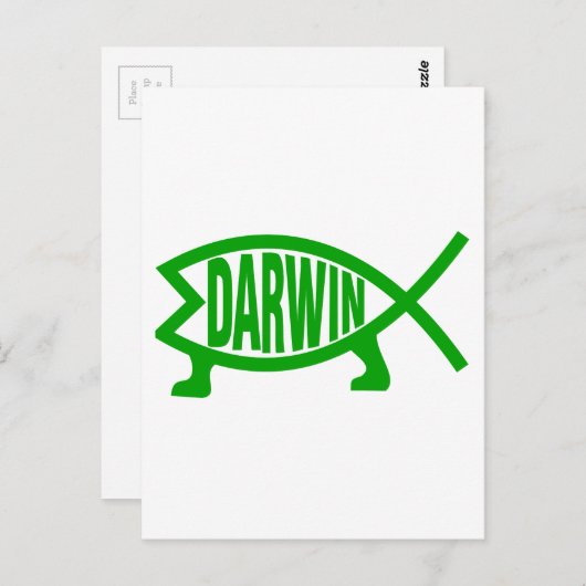 Carte Postale Poisson Darwin vert (Devant / Derrière)
