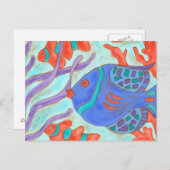 Carte Postale Poisson de couleur pop (Devant / Derrière)