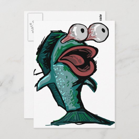 Carte Postale Poisson de dessin (Devant / Derrière)