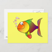 Carte Postale Poisson de dessin animé coloré (Devant / Derrière)