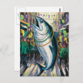 Carte Postale Poisson de Mardi Gras drôle et heureux (Devant / Derrière)