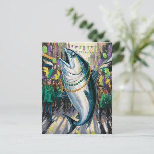 Carte Postale Poisson de Mardi Gras drôle et heureux