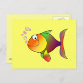 Carte Postale Poisson : Dessin coloré de poisson (Devant / Derrière)