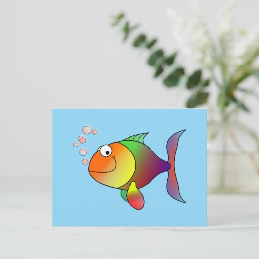 Carte Postale Poisson : Dessin coloré poisson (Debout devant)