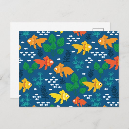 Carte Postale Poisson d'or dans l'aquarium (Devant / Derrière)