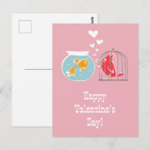 Carte Postale Poisson d'or de perroquet rouge de coeur Heureuse (Devant / Derrière)