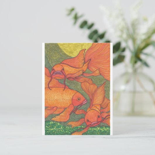 Carte Postale Poisson d'or - Koi (Debout devant)