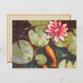 Carte Postale Poisson D'Or Koi Pond Water Lys (Devant / Derrière)