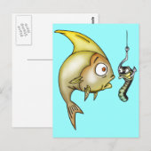 Carte Postale Poisson Drôle Et Ver (Devant / Derrière)