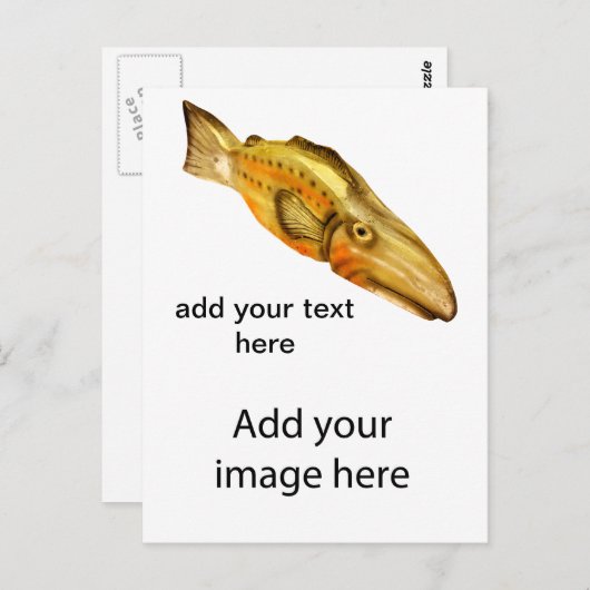 Carte Postale poisson en bois (Devant / Derrière)