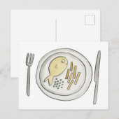 Carte Postale Poisson et chips (Devant / Derrière)