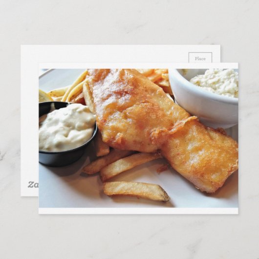 Carte Postale Poisson Et Chips (Devant / Derrière)