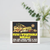 Carte Postale "Poisson et légumes" Vintage Wartime (Debout devant)