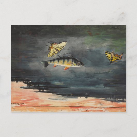 Carte Postale Poisson et papillons vintages Winslow Homer (Devant)