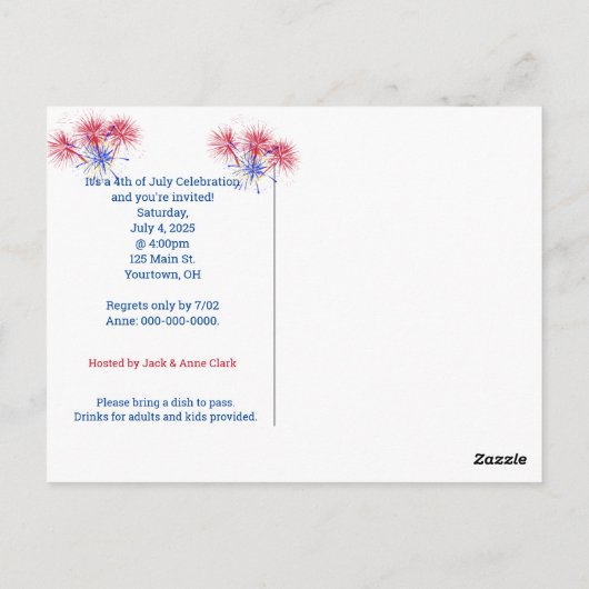 Carte Postale poisson-étoile avec drapeau américain 4 juillet (Dos)