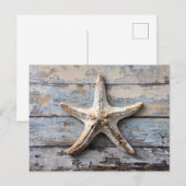 Carte Postale Poisson étoilé rustique sur bois Patiné (Devant / Derrière)