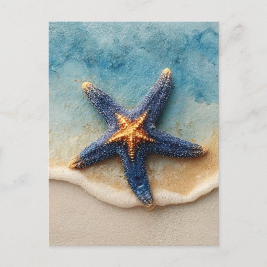 Carte Postale Poisson étoilé sur la plage de sable (Devant)