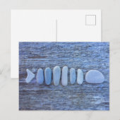 Carte Postale Poisson Formé Rock Art (Devant / Derrière)