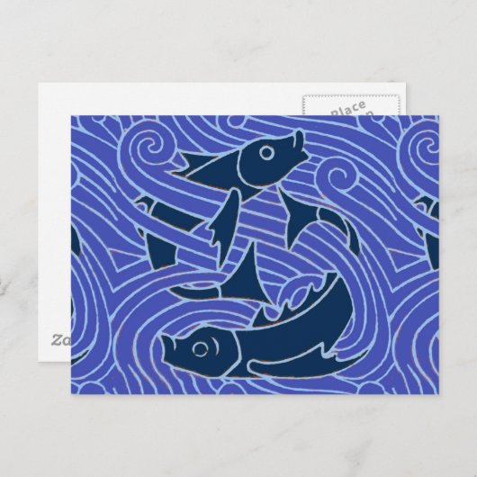 Carte Postale Poisson Gras Baignade Océan Bleu Pêche (Devant / Derrière)